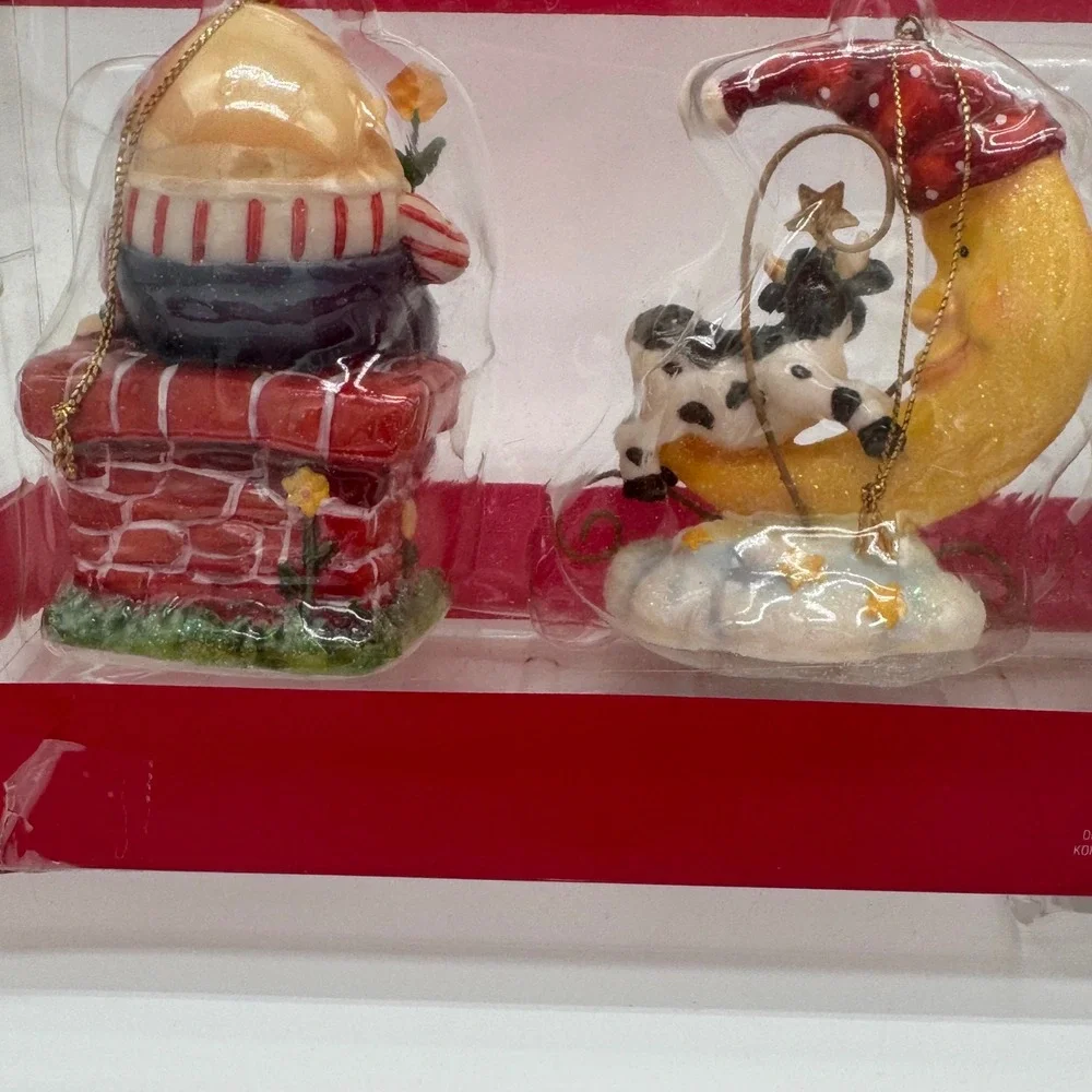 St Nicholas Square Mother Goose Nursery Rhyme Ornaments Set of 4 Flawed Box